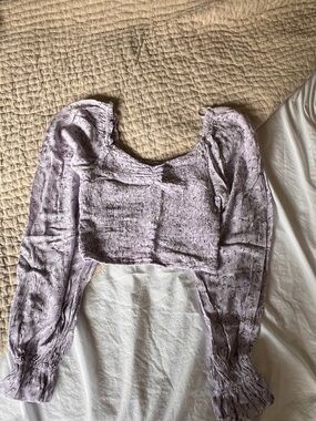 Lavender Smocked Floral Crop Top